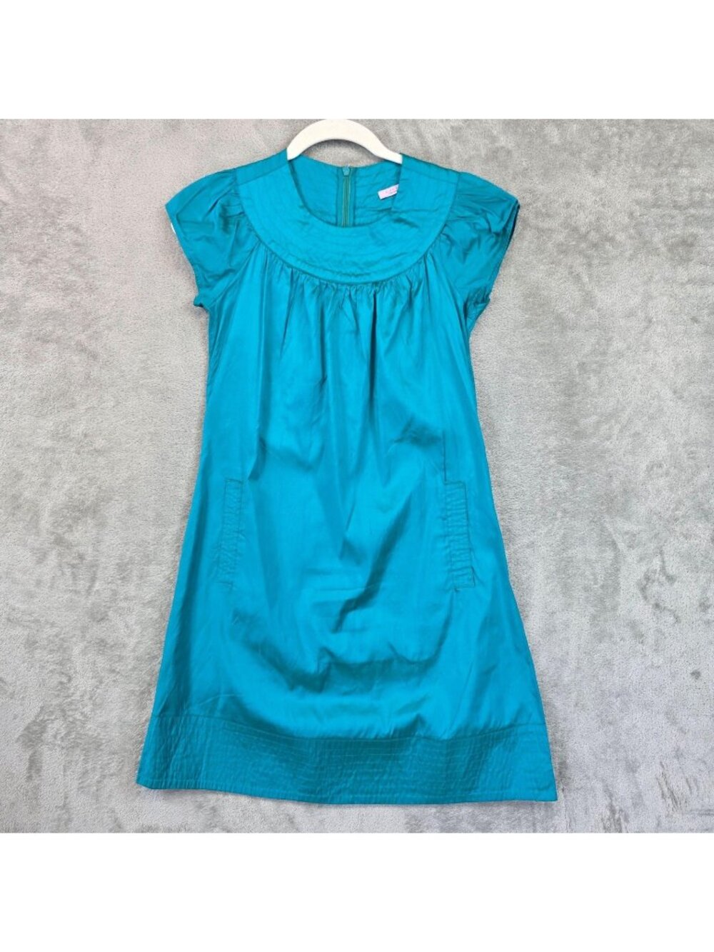 Calypso Christiane Celle Dress Womens XS Blue Silk Quilted Shift Cap Sleeve